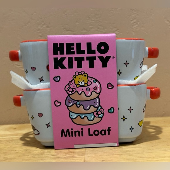 Hello Kitty Rainbows & Hearts Mini Loaf Baking Dish Set. Made By Sanrio. NWTS - Picture 4 of 7